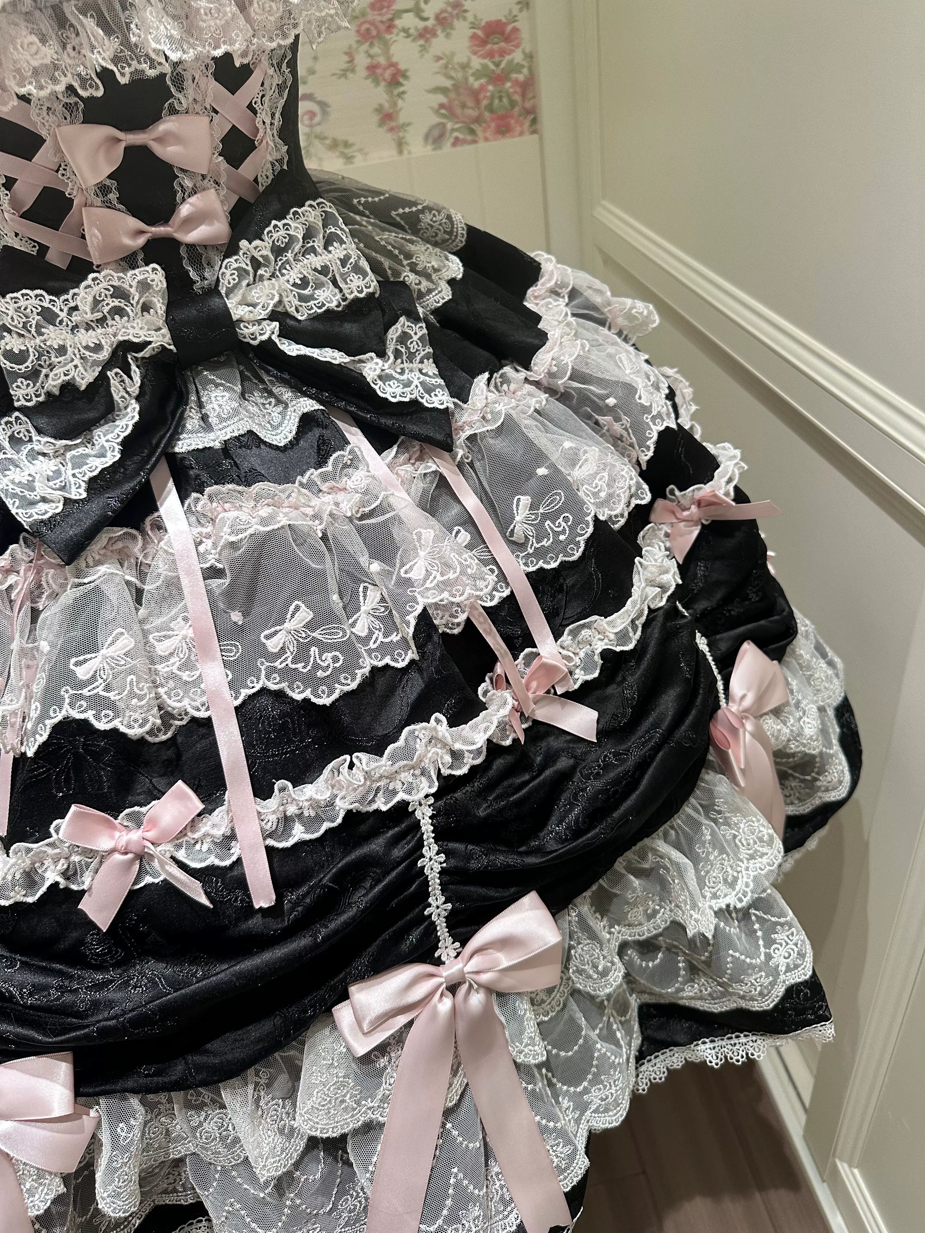 Satin Gift Box - Sweet Lolita JSK Dress, Bows and Layered Lace - image 13