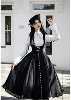 Monochrome Sonata - Classic Lolita Bust-supporting JSK Set, Piano Inspired - image 24