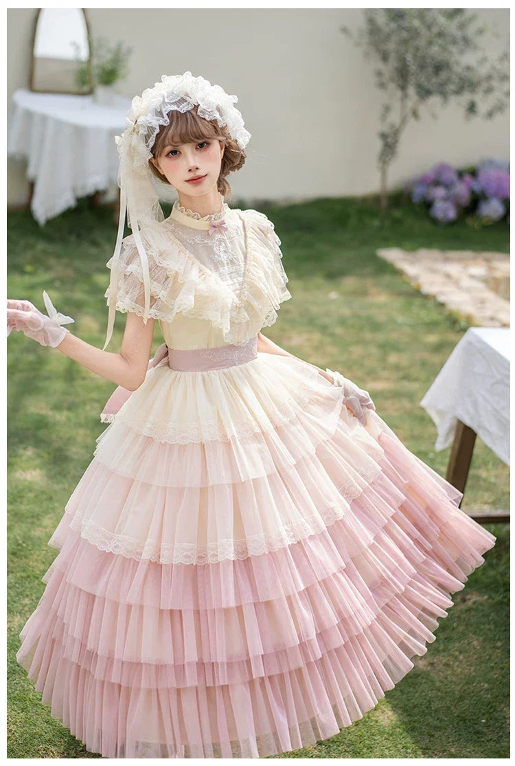 True Vow Embroidered Classic Lolita Dress with Layered Gradient Hem and Accessories - image 16