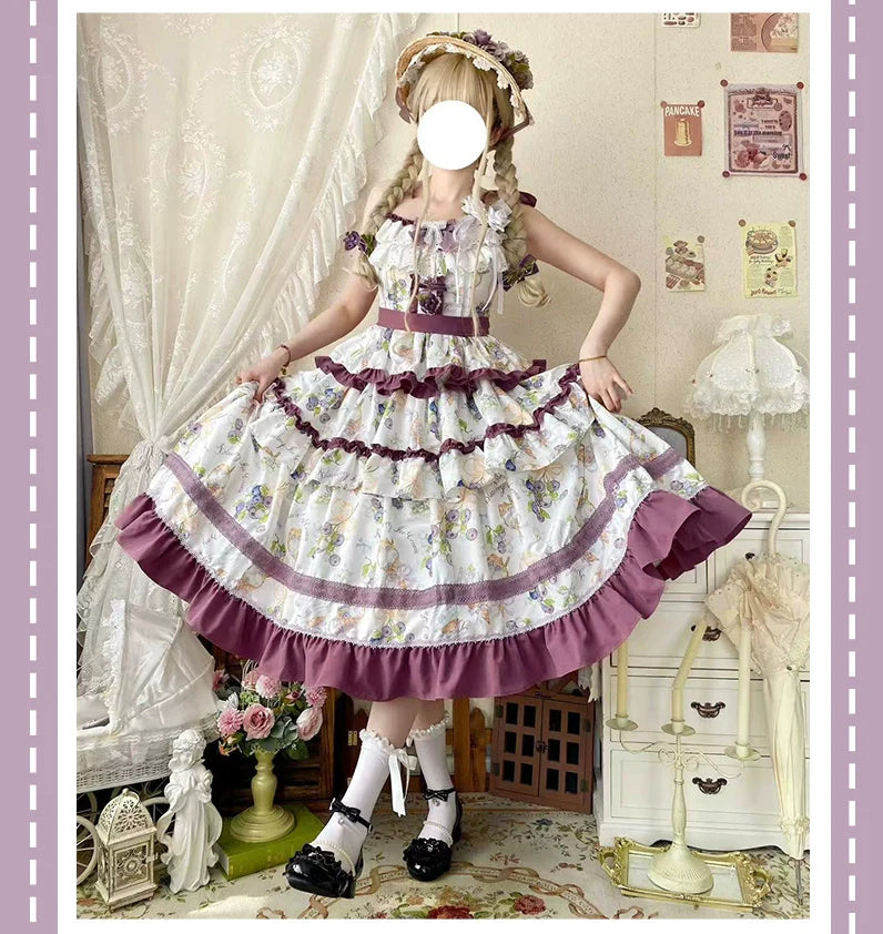 Blueberry Midsummer - Country Lolita Tiered JSK, Blueberry Print - image 10