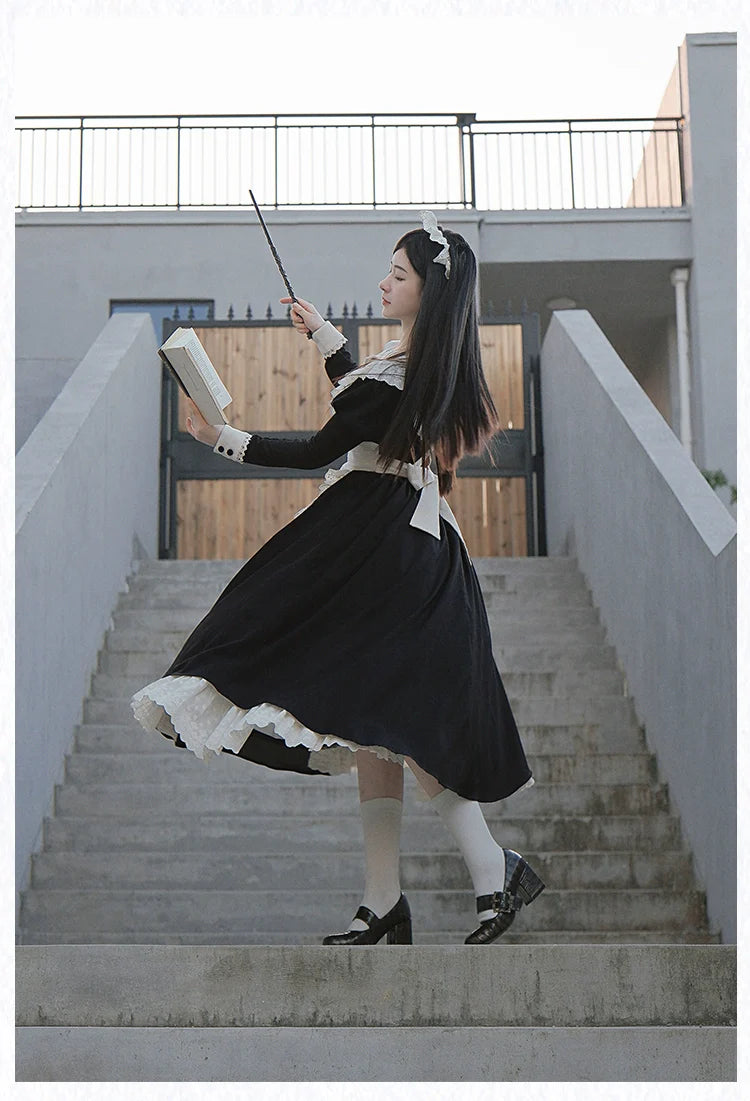 Kiss Kiss - Vintage Maid Lolita OP Dress and Apron - image 7