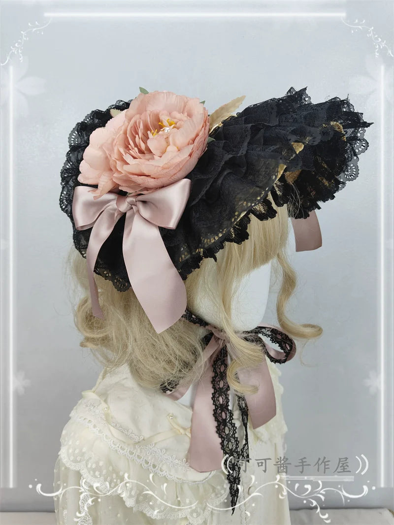 Country Lace Flower Lolita Bonnet, Multicolor - image 15