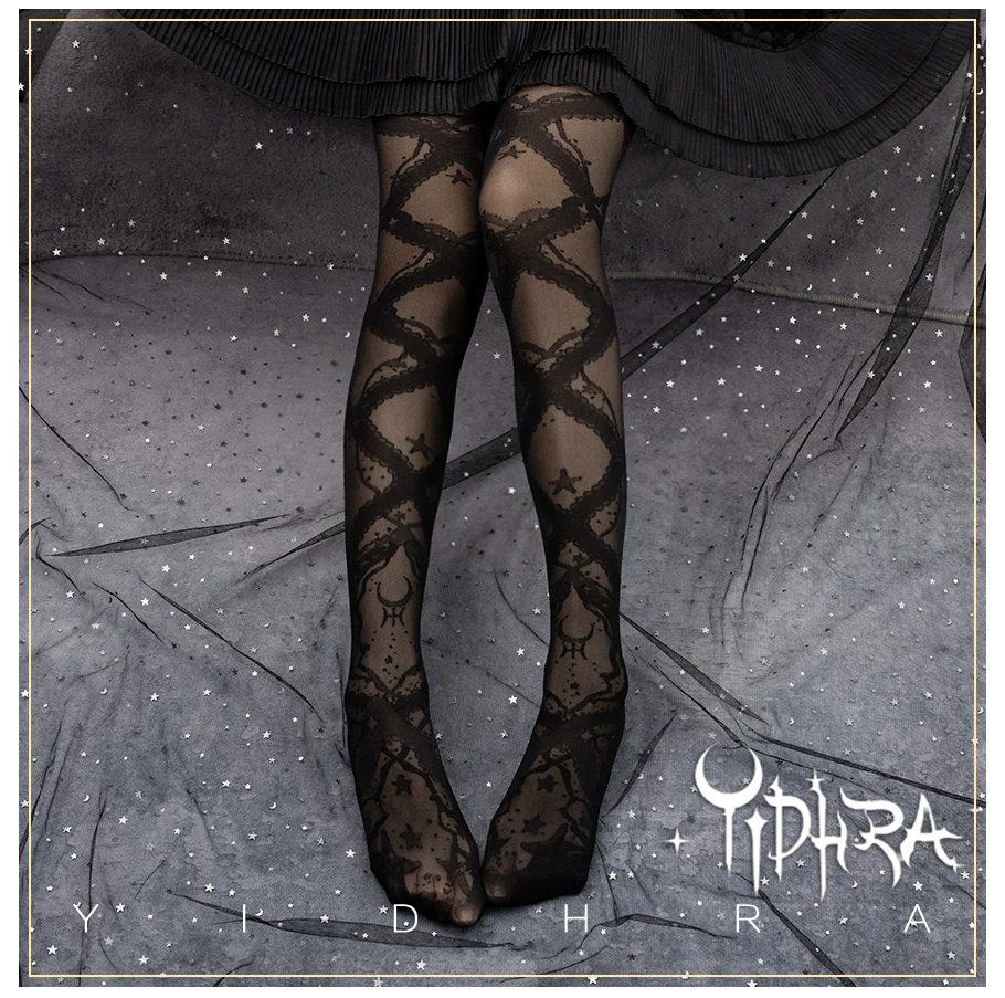 Stretchy Lolita Summer Lace Ribbon Printed Pantyhose - image 3