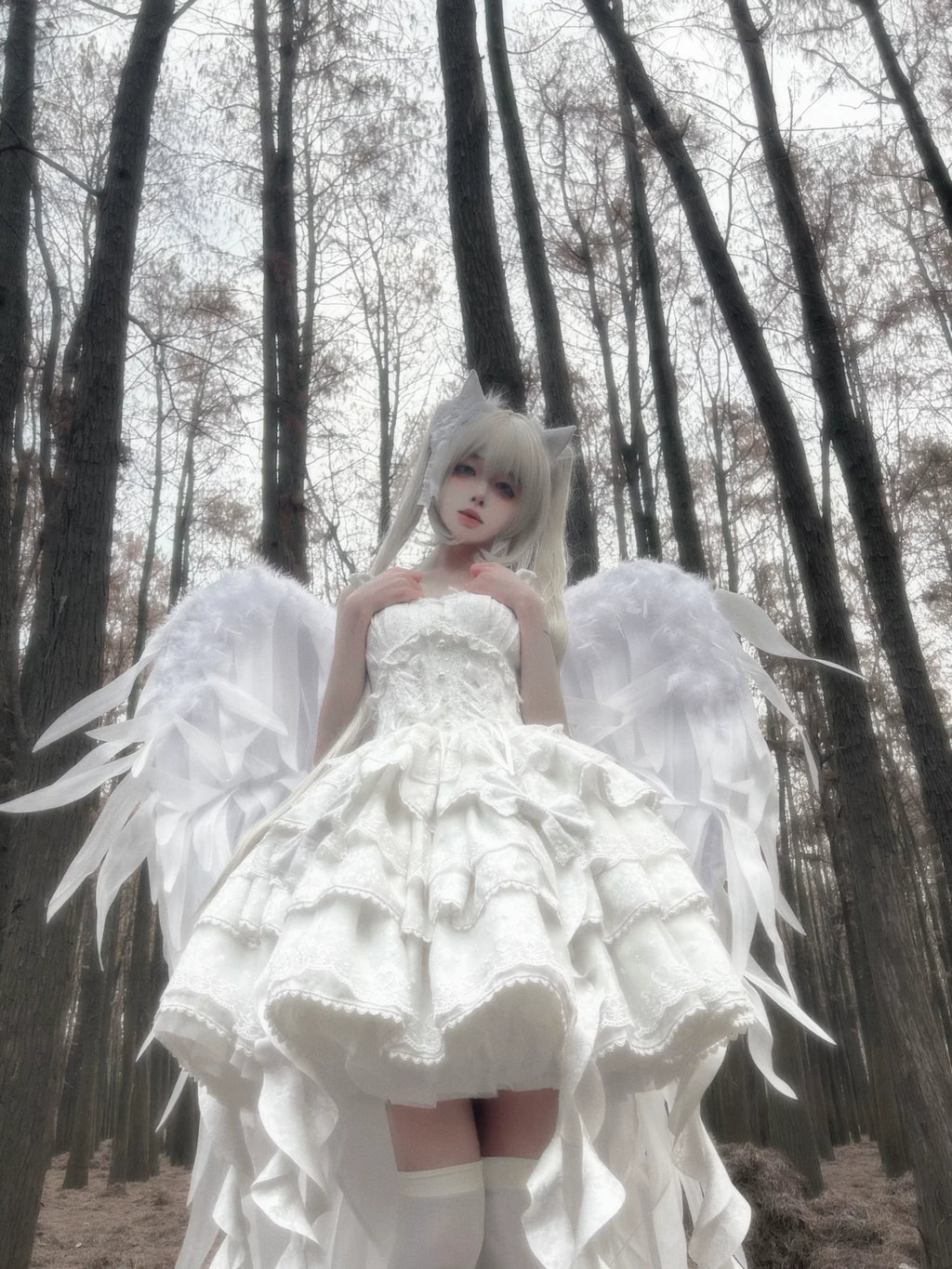 Mori Isle - Solid Gothic Lolita JSK Dress, Embroidered Lace - image 9
