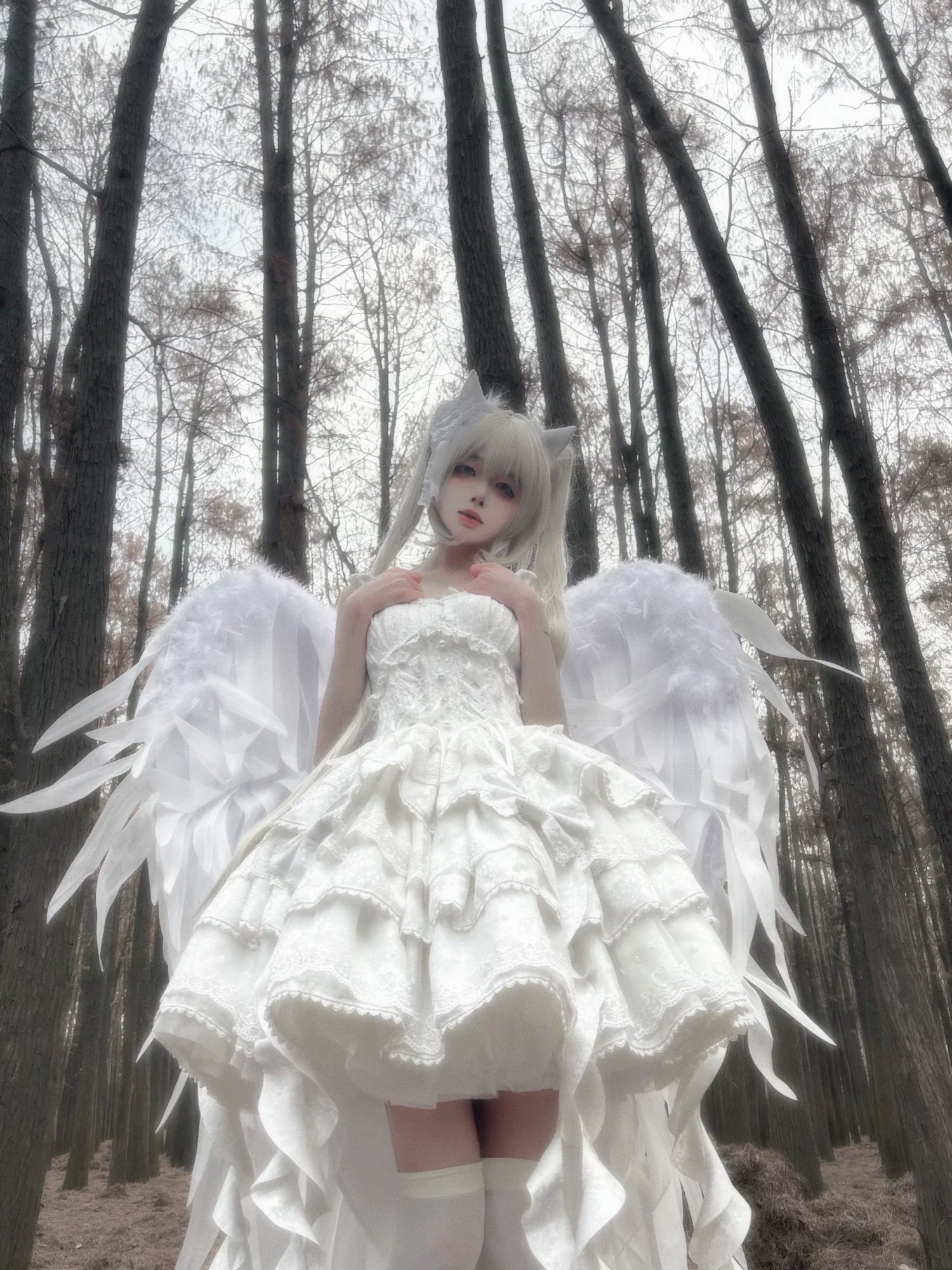 Mori Isle - Solid Gothic Lolita JSK Dress, Embroidered Lace - image 9