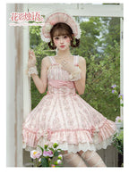 Whispers of Blossoms & Candlelight - Sweet Lolita Floral Printed JSK Dress with Bows and Accessories - image 26