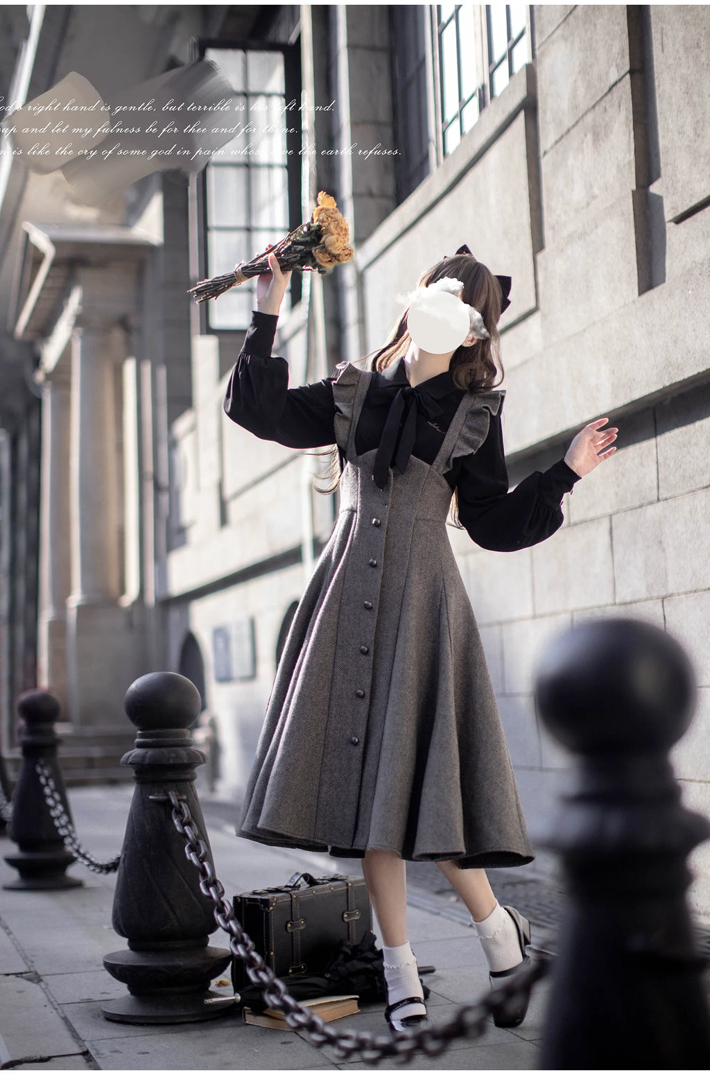 Serena - Elegant Woolen Lolita JSK Dress Set - image 2