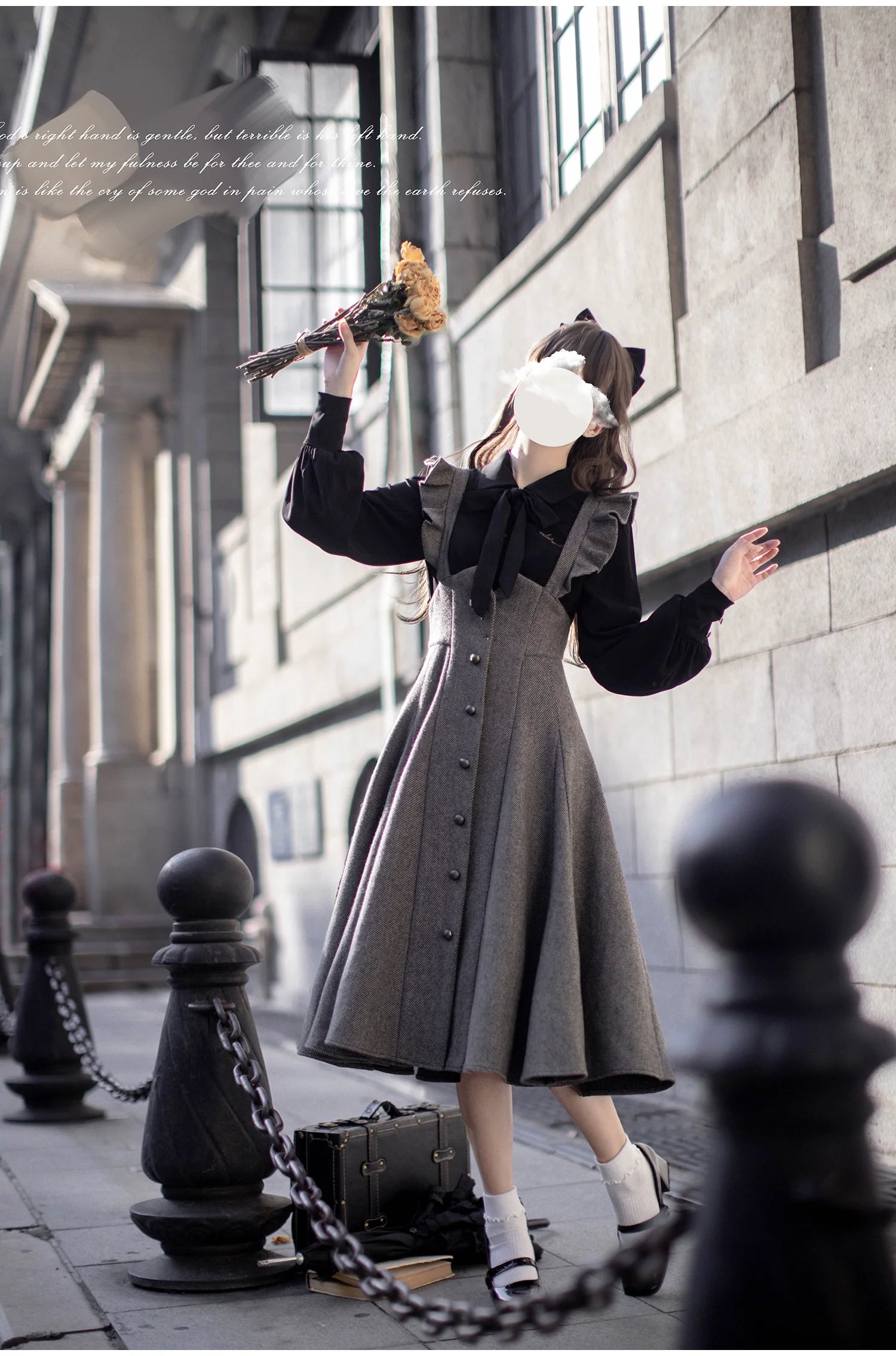 Serena - Elegant Woolen Lolita JSK Dress Set - image 2