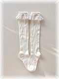 Cotton Old School Lolita White Socks with Colorful Ribbon Bows - image 12