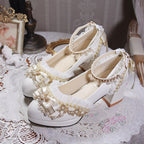 Handmade White Wedding Lolita Heel Shoes - image 7