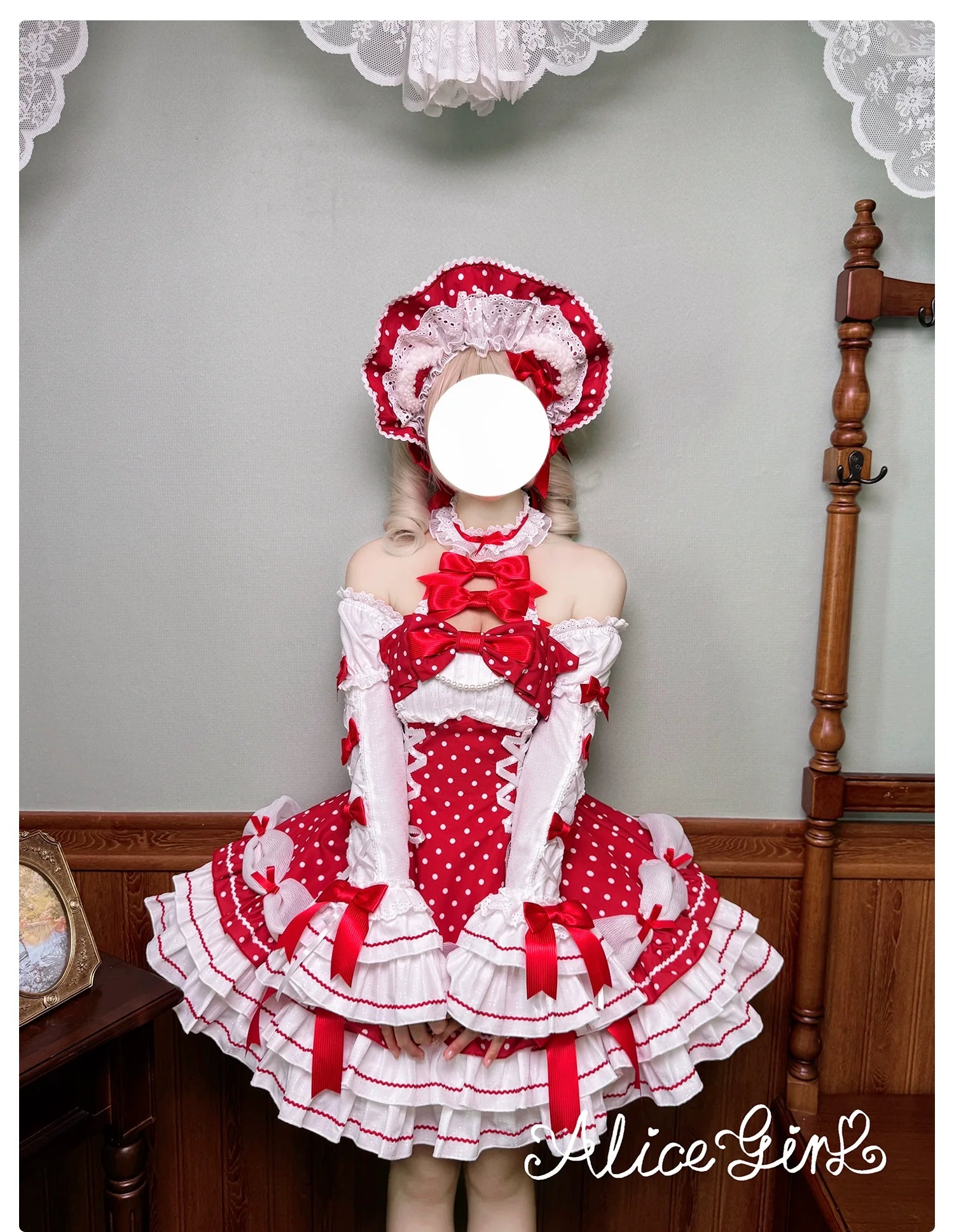 Old School Lolita Halter Neck OP Dress, Polka Dot Accent - image 23
