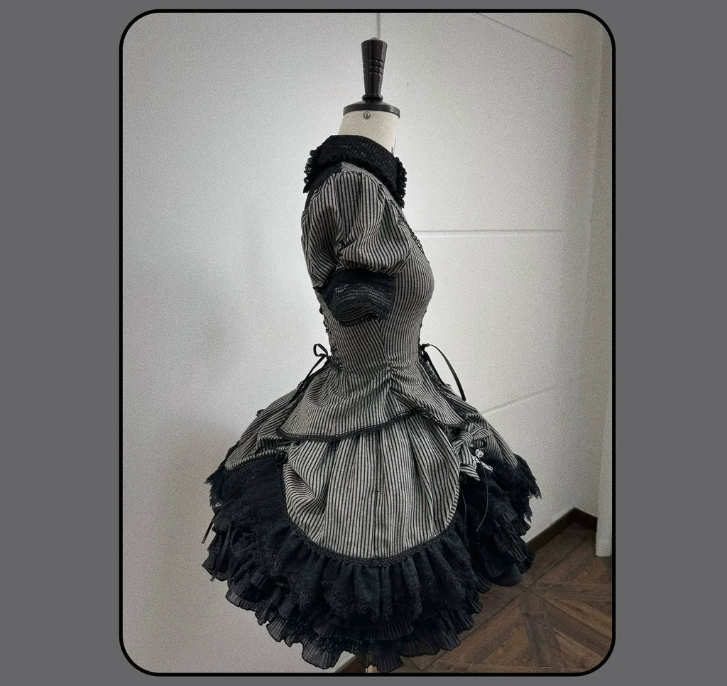 Striped Cross - Gothic Coordinated Lolita Set, Adjustable Blouse & Skirt - image 26