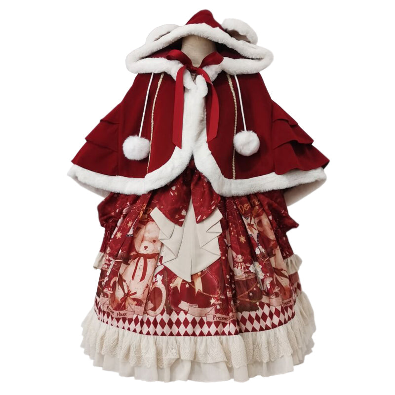 Bear Gift - Sweet Lolita OP Dress and Short Cape - image 13