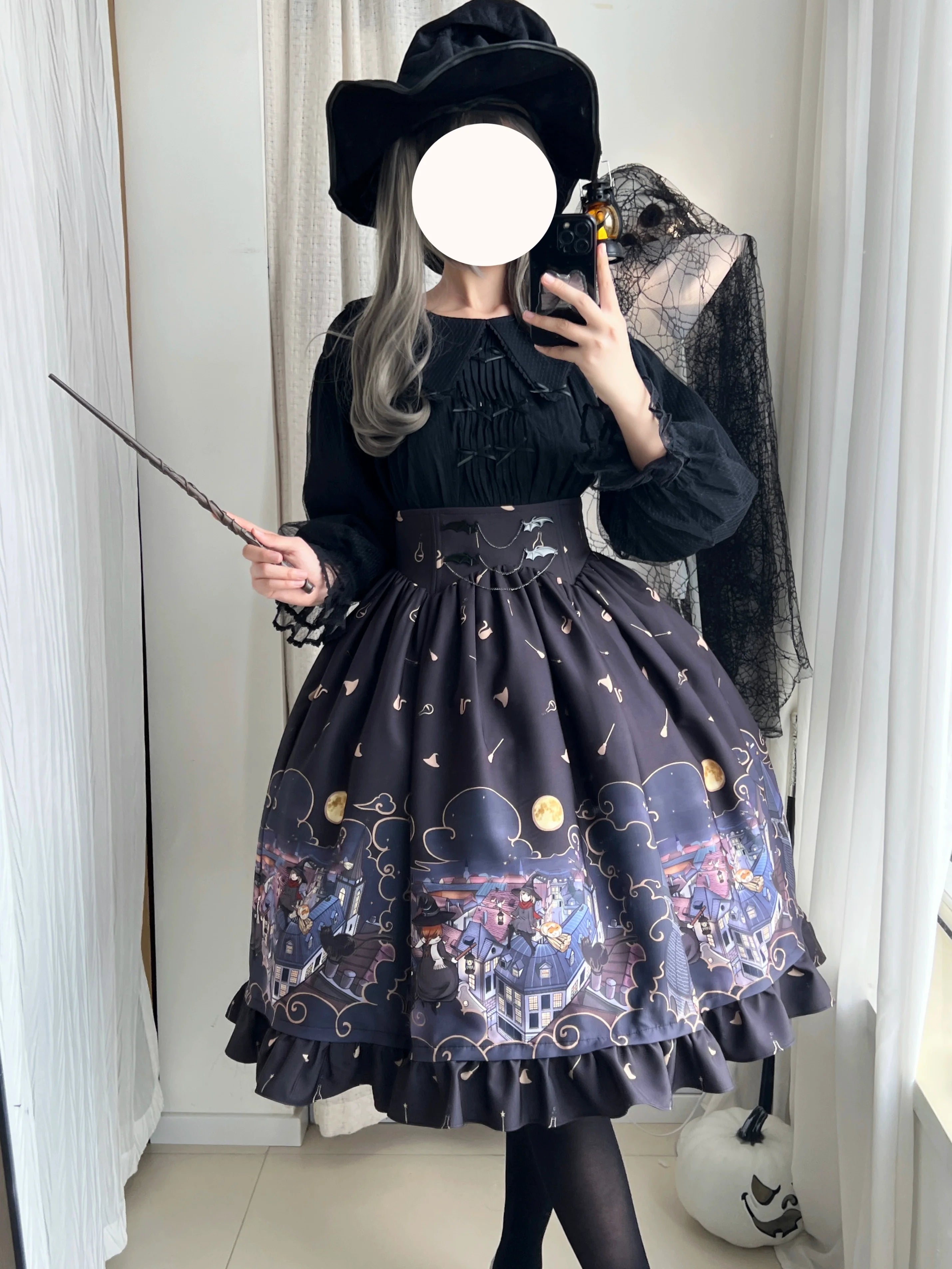 Witching Night - Gothic Lolita SK Halloween Chiffon Skirt - image 2