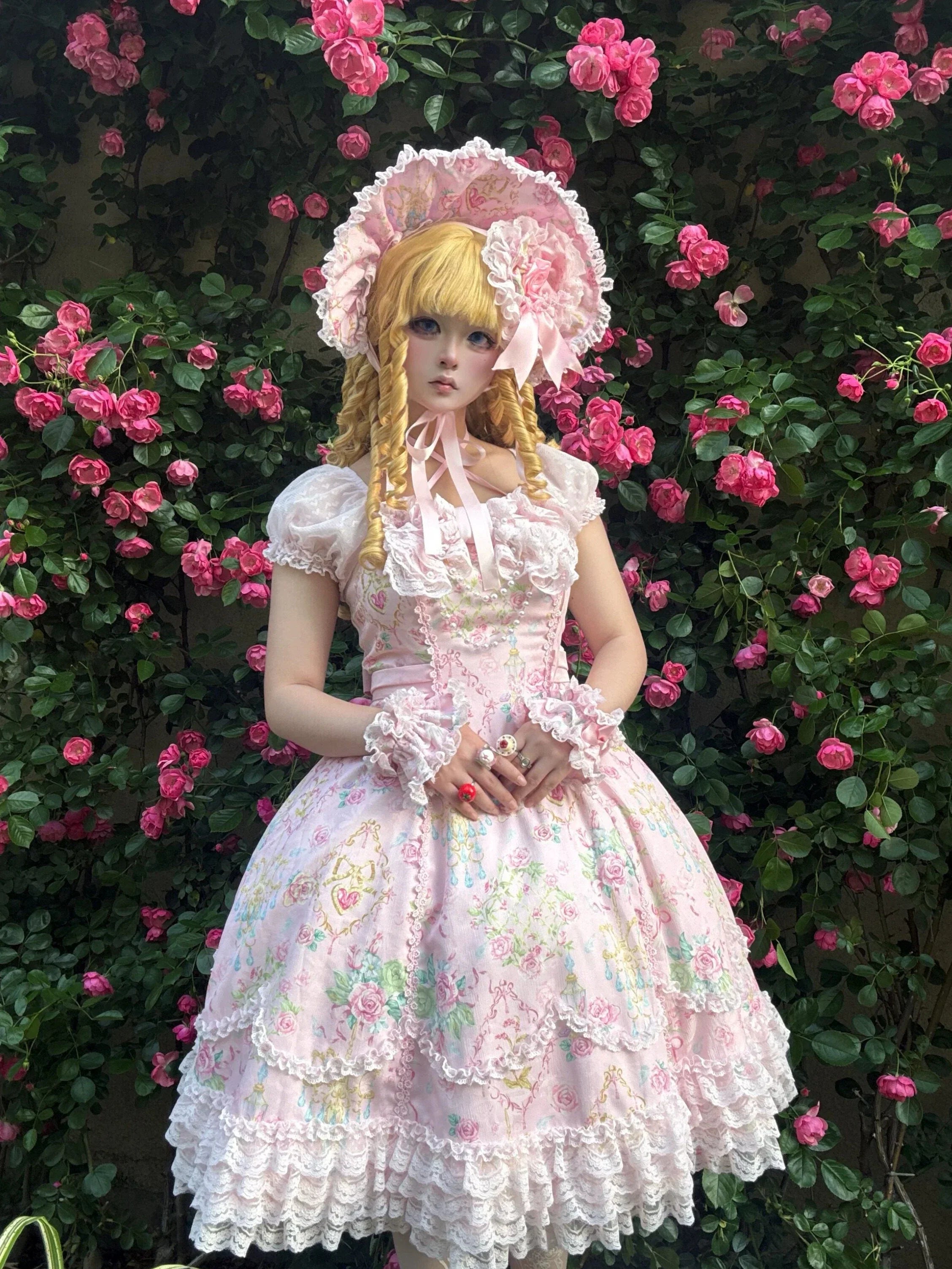 Spring 2025 Vintage Flower Wall Chandelier Rose Print Sweet Lolita JSK Dress and Accessories - image 12