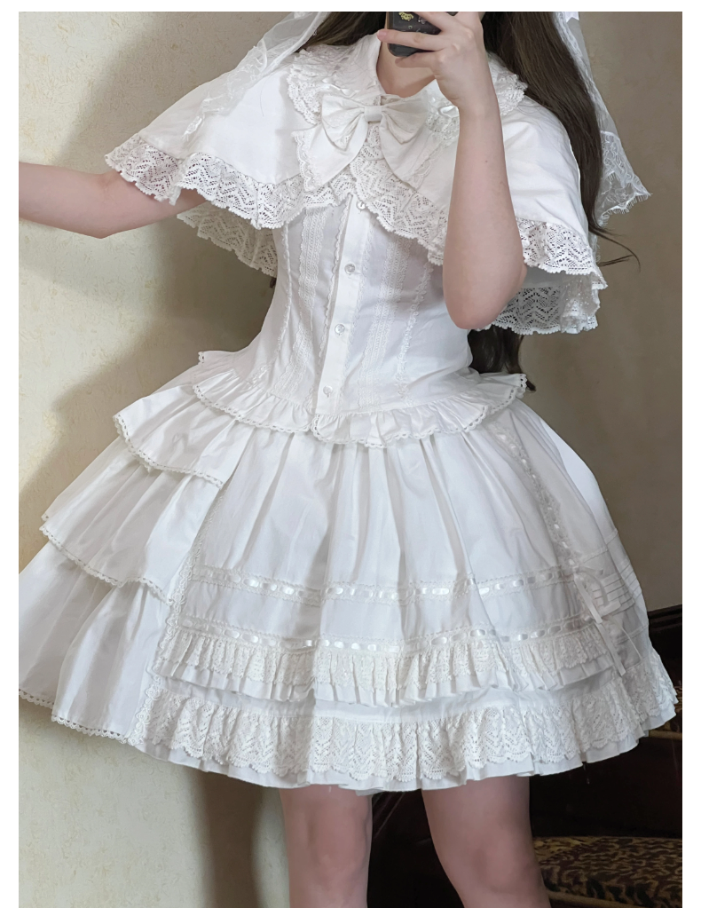 Praying Snowfall Old School Lolita Skirt Suit, Shirt and Cape - image 28