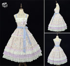 Bloom Lamb - Classic Lolita Embroidered JSK Dress, Tiered Hem - image 18