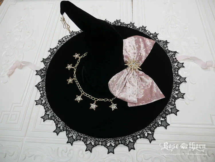 Polar Night Sky - Halloween Gorgeous Gilding Lolita Witch Hat - image 25
