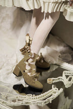 Muse Kiss - Elegant Lolita Shoes Lace-up Bow Heels Round Toe - image 14