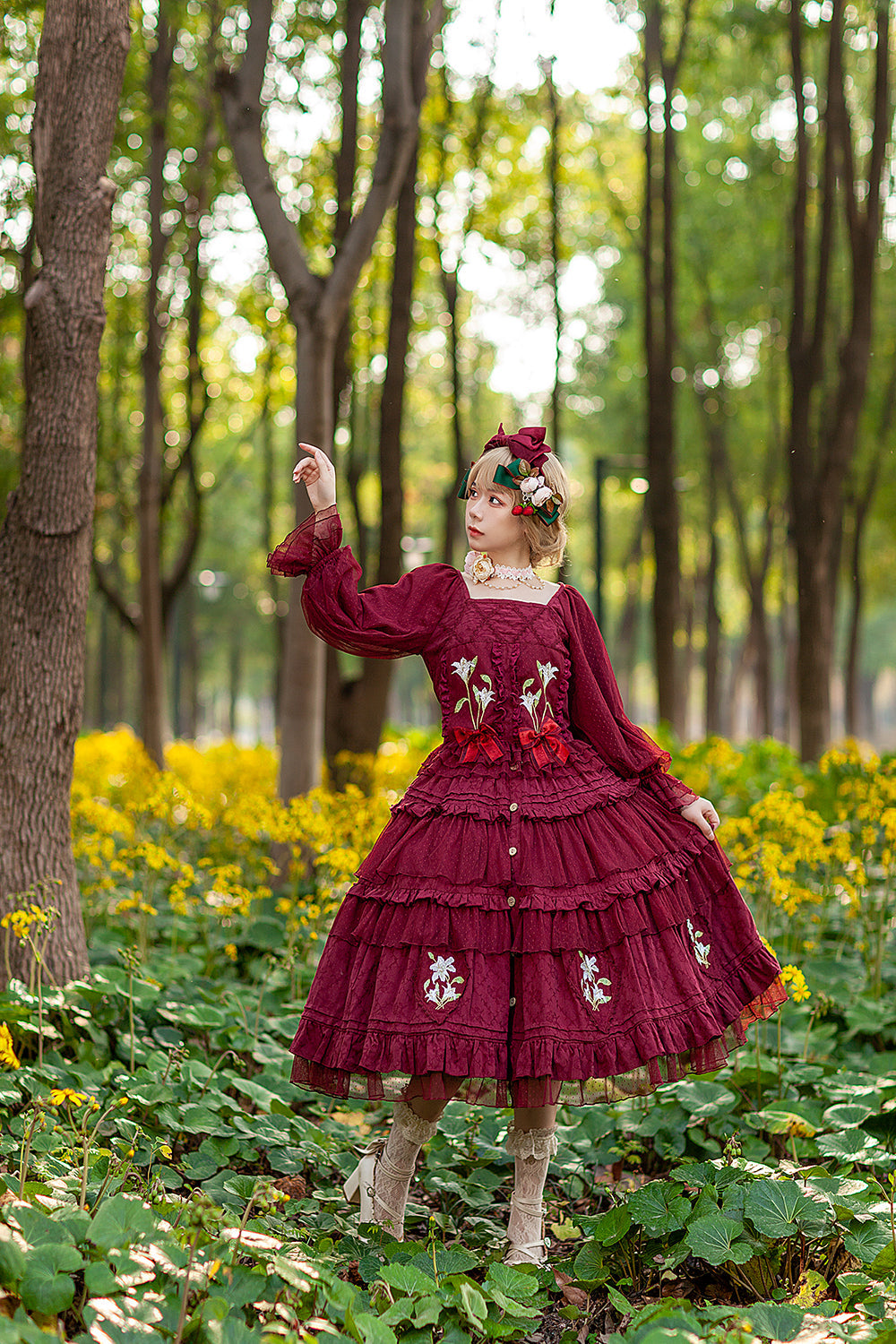 Melaleuca Lily - Embroidery Country Lolita Blouse and Skirt and Accessories - image 18
