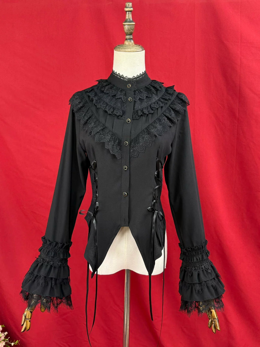 Broken Winged Bat - Gothic Lolita Shirt & SK Set, Bat-wing Shaped Hem - image 3