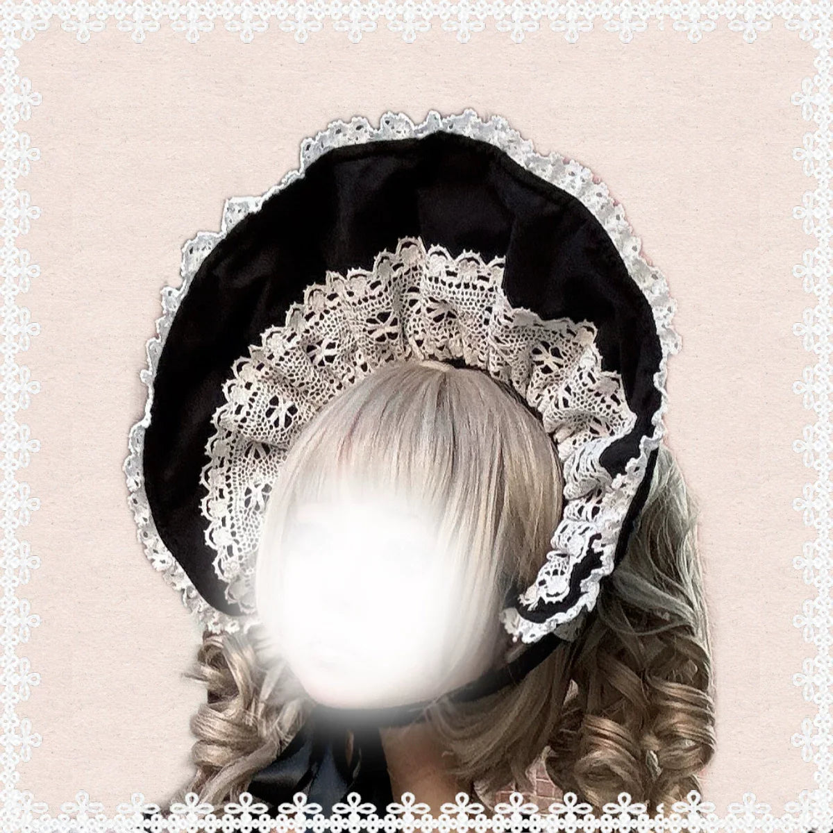 First Otome Black Old School Lolita OP Dress, Lace Details - image 22