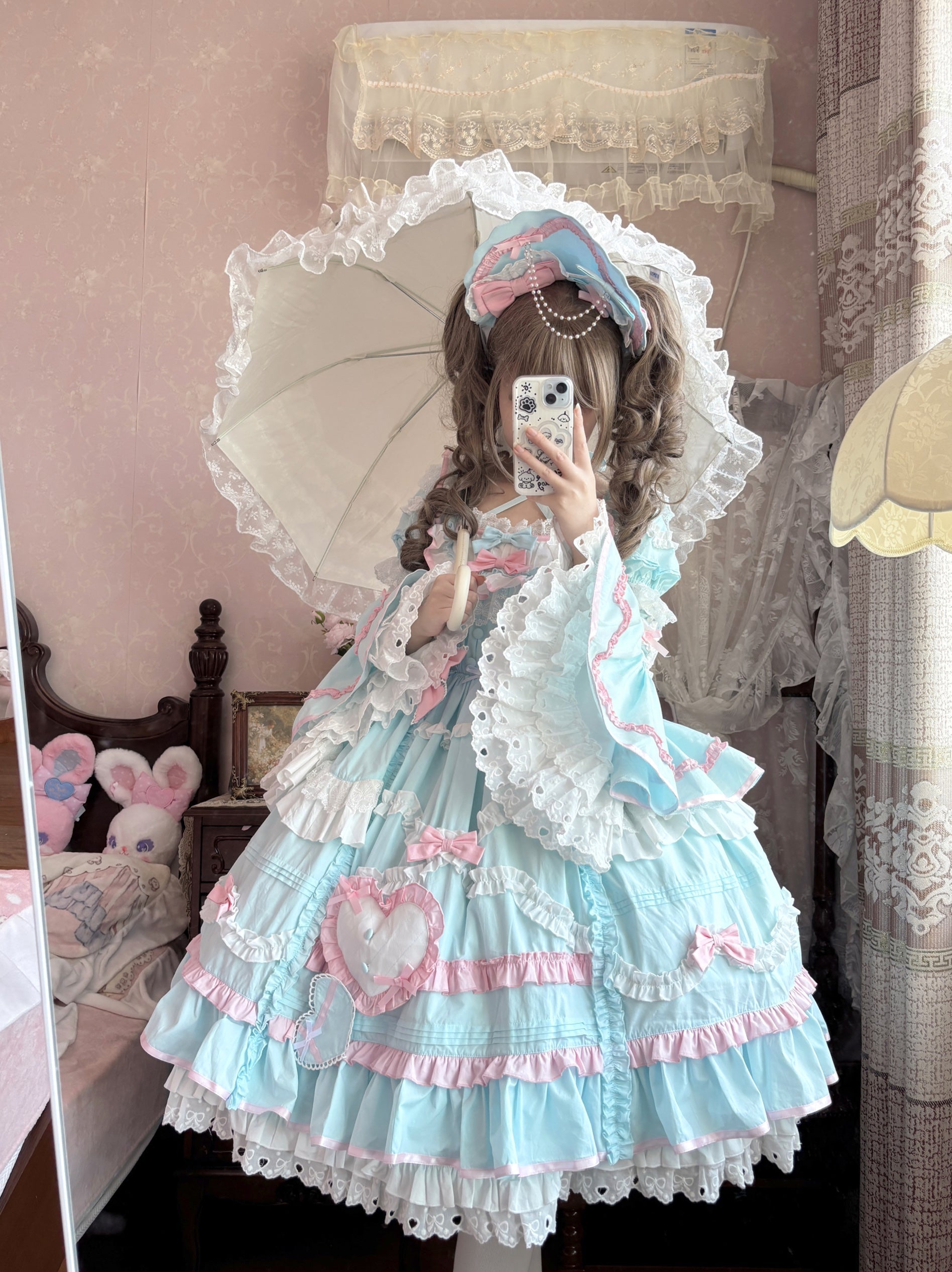 Audelia - Plus Size Sweet Lolita OP with Halter Neckline and Accessories - image 4