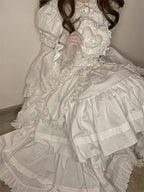 Cotton Gothic Lolita Long JSK, Drawn-up Hem - image 73