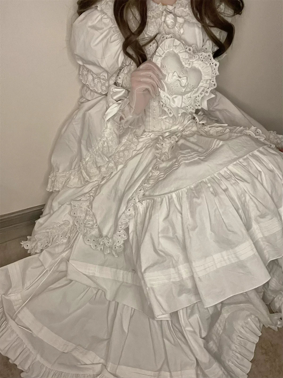 Cotton Gothic Lolita Long JSK, Drawn-up Hem - image 73