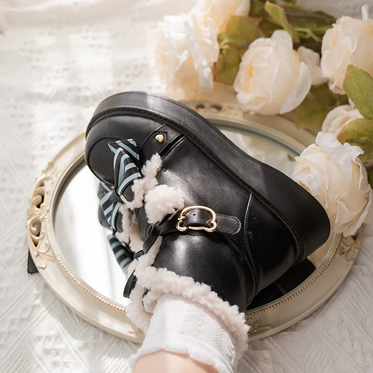 Milk Bear - Winter Lolita Shoes Thick Sole Fleece Snow Boots - image 19