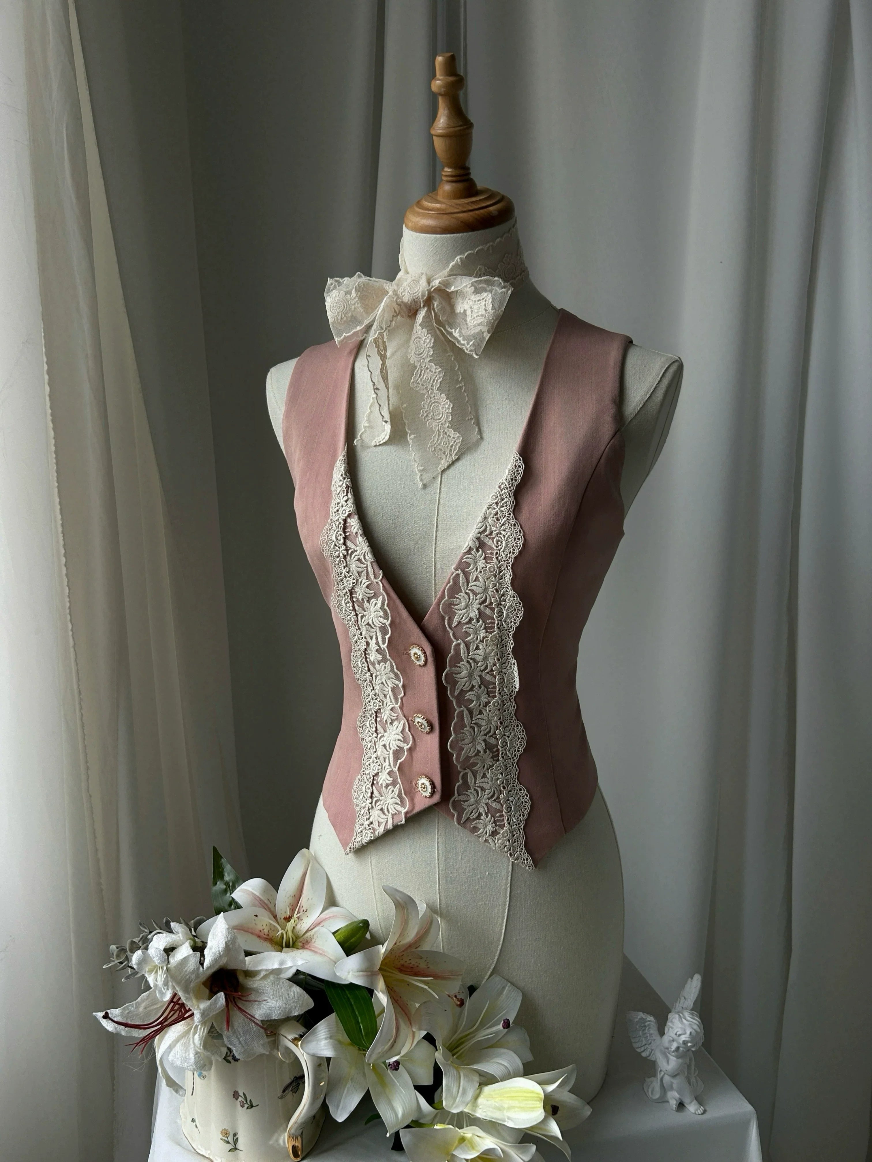 Embroidered Classic Lolita OP Dress, Lace Trim Shirt and Accessories - image 30