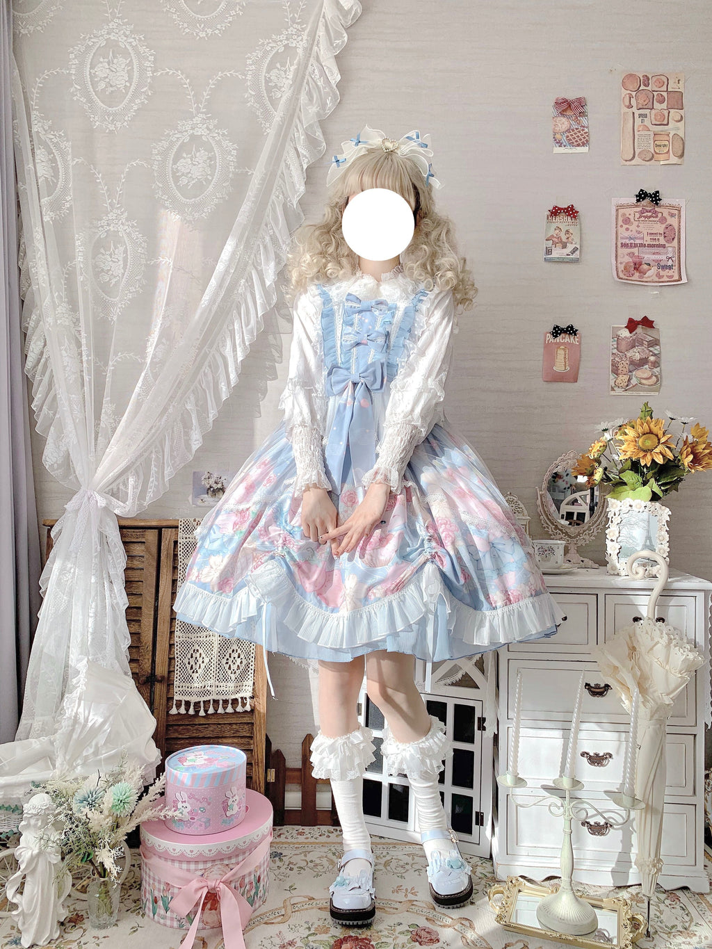 Sweet Lolita Summer JSK Dress, Wreath Bunny Printed - image 3