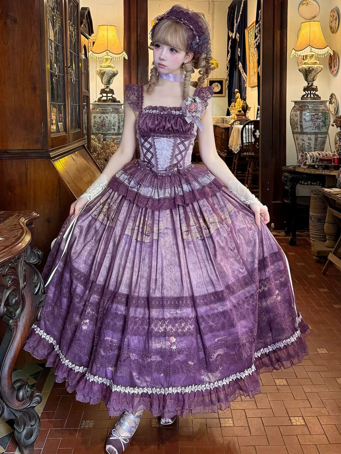Foggy Vineyard - Fishbone Classic Lolita Bodice, Maxi Skirt - image 7