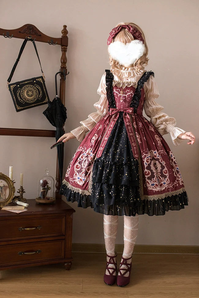 Star Drop Ceremony - Elegant Lolita JSK Printing Open Front Dress and Blouse Set - image 5