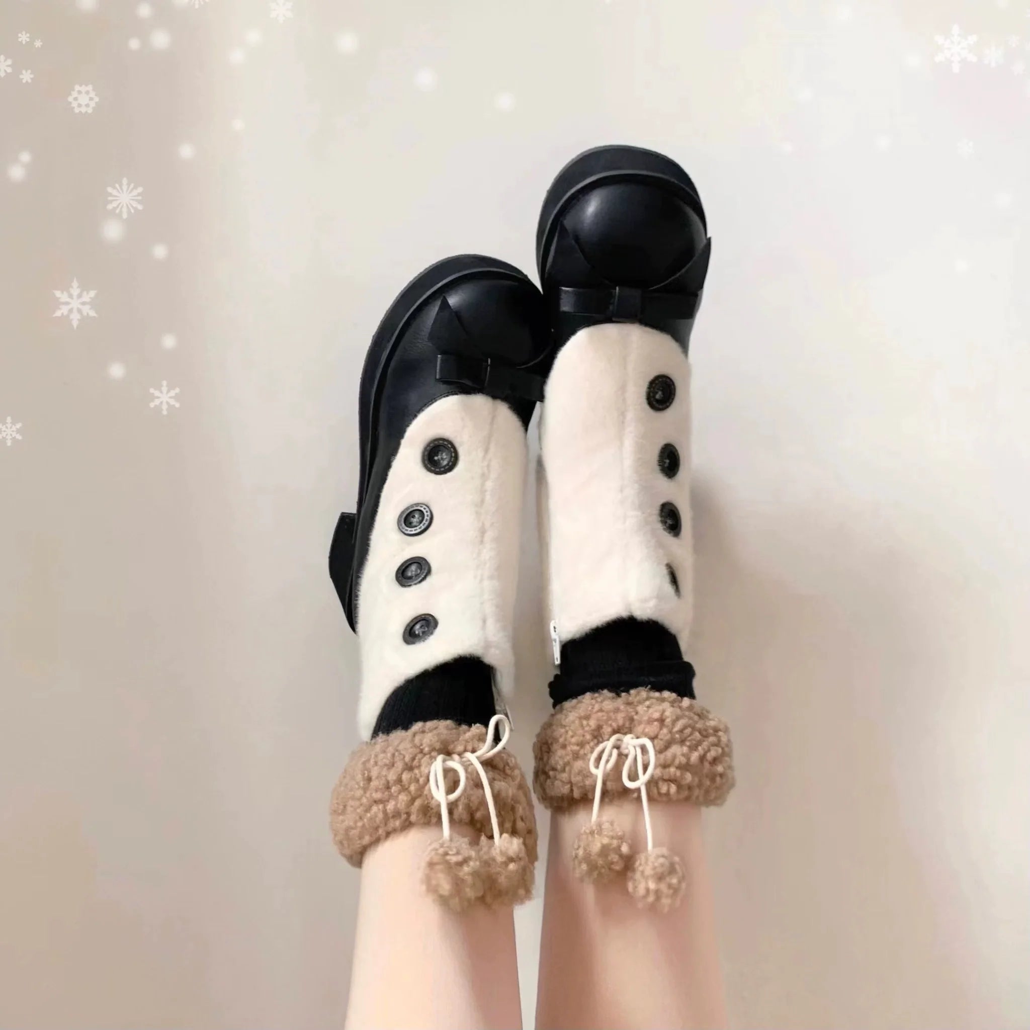 Winter Lolita Boots Fur Mary Jane Lolita Low Heel Shoes - image 78
