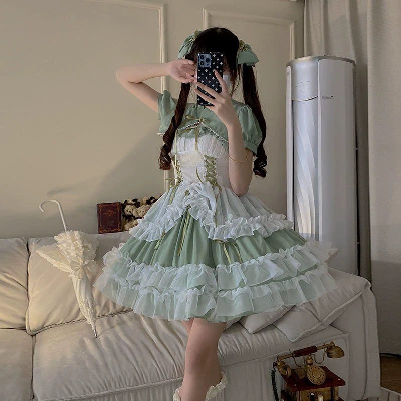 Toting Basil Plus Size Wedding Lolita Green Bridal JSK - image 12