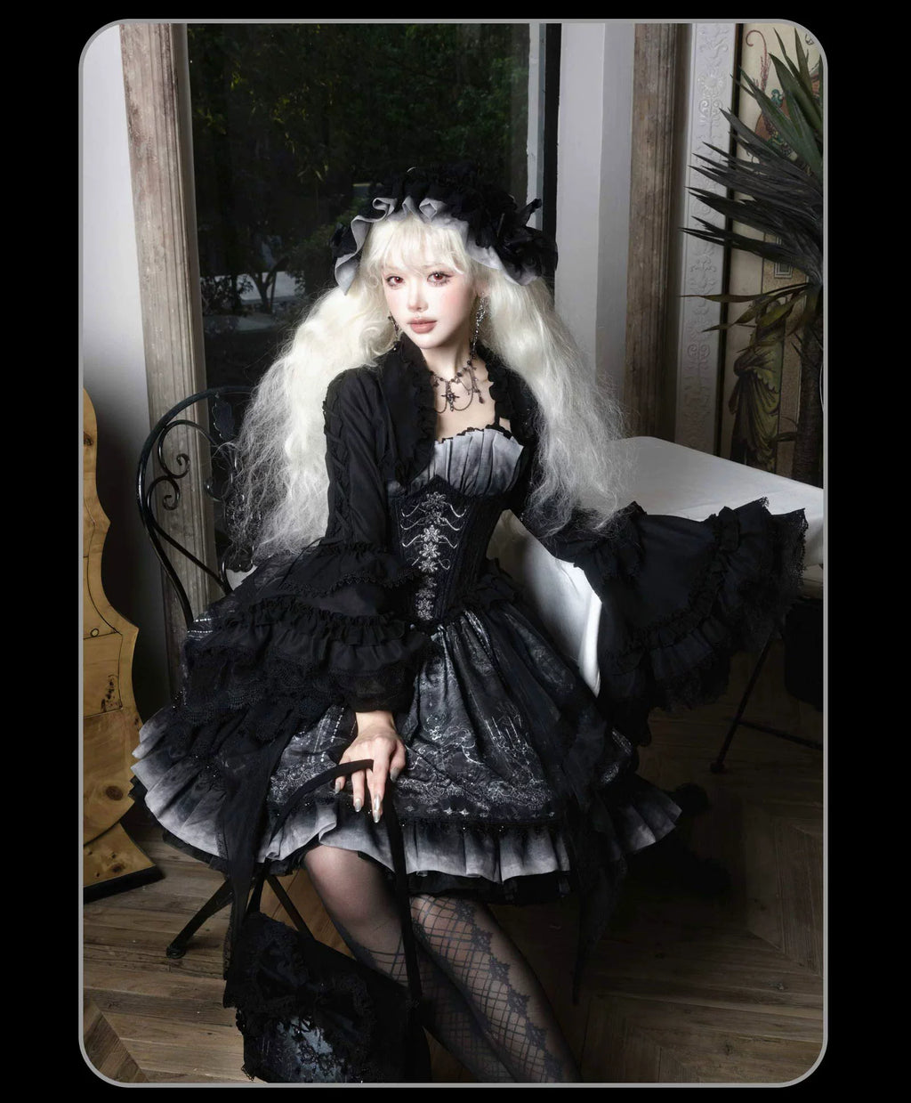 Bone-Eroded Butterfly - Gothic Lolita JSK & SK Set - image 14