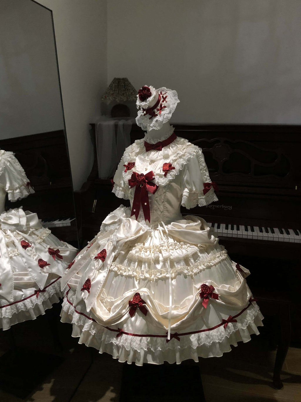 Paria Cream Strawberry Satin Lolita OP Dress and Accessories - image 27
