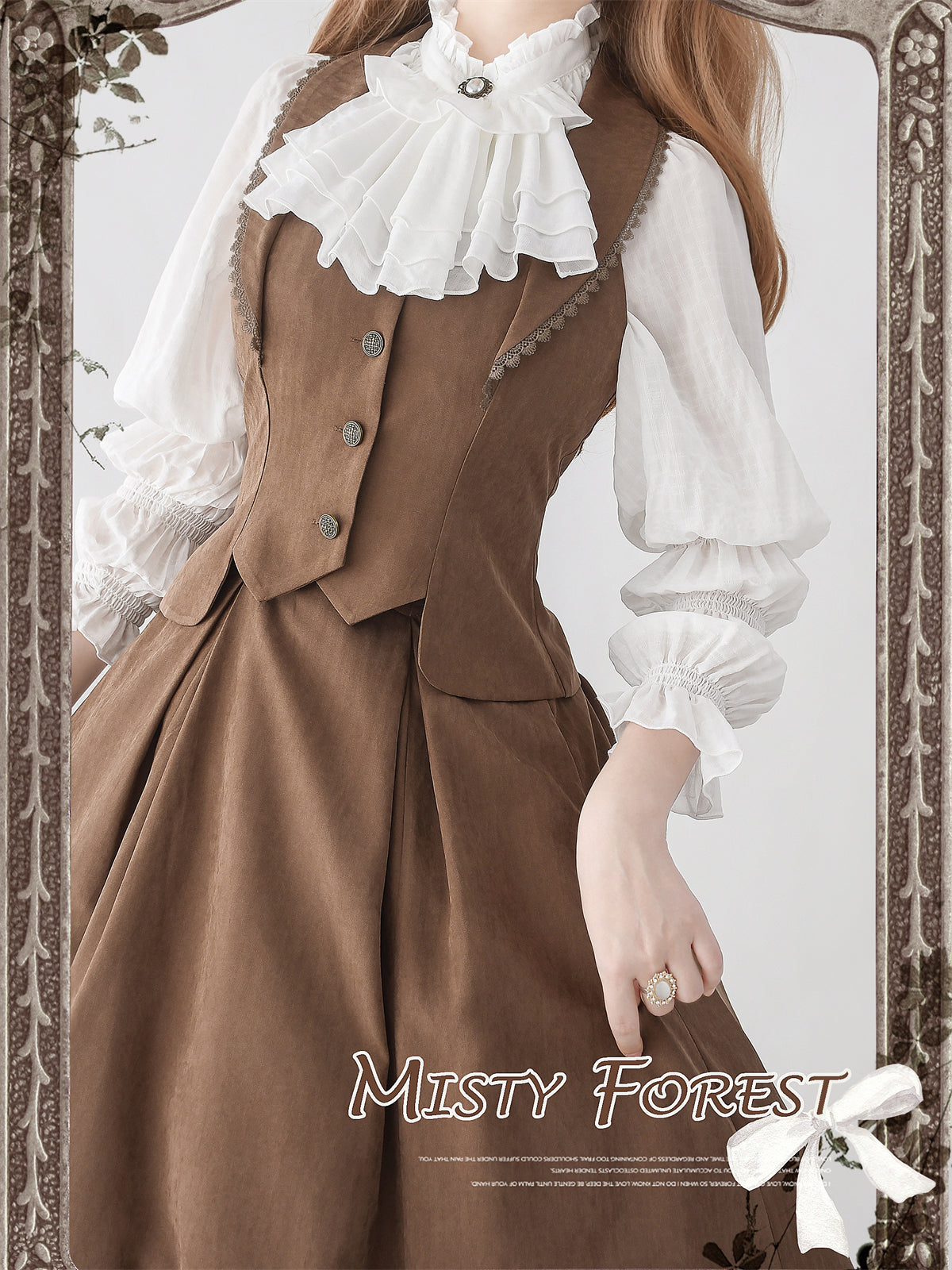 Misty Forest Elegant Vintage Lolita Fishbone Long Skirt and Vest - image 19