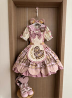 Bear Biscuit SP - Kawaii Lolita Bear Printed Dress Set with Bows - image 18