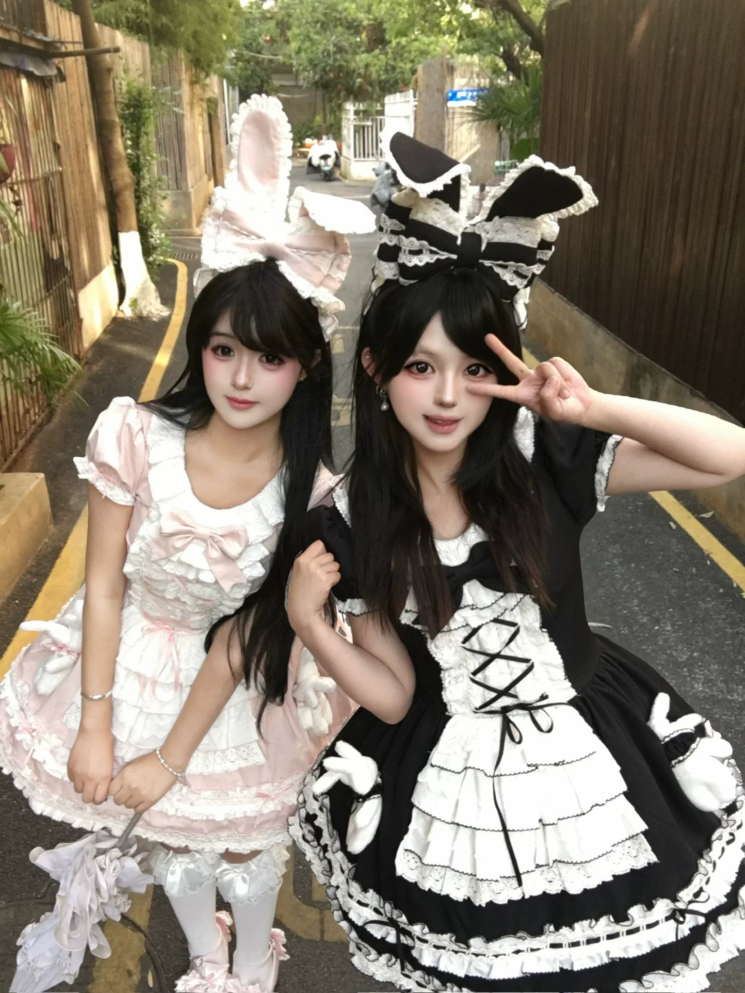 Coco Bunny - Cotton Old School Lolita OP Dress, Bunny Decoration and Accessories - image 12