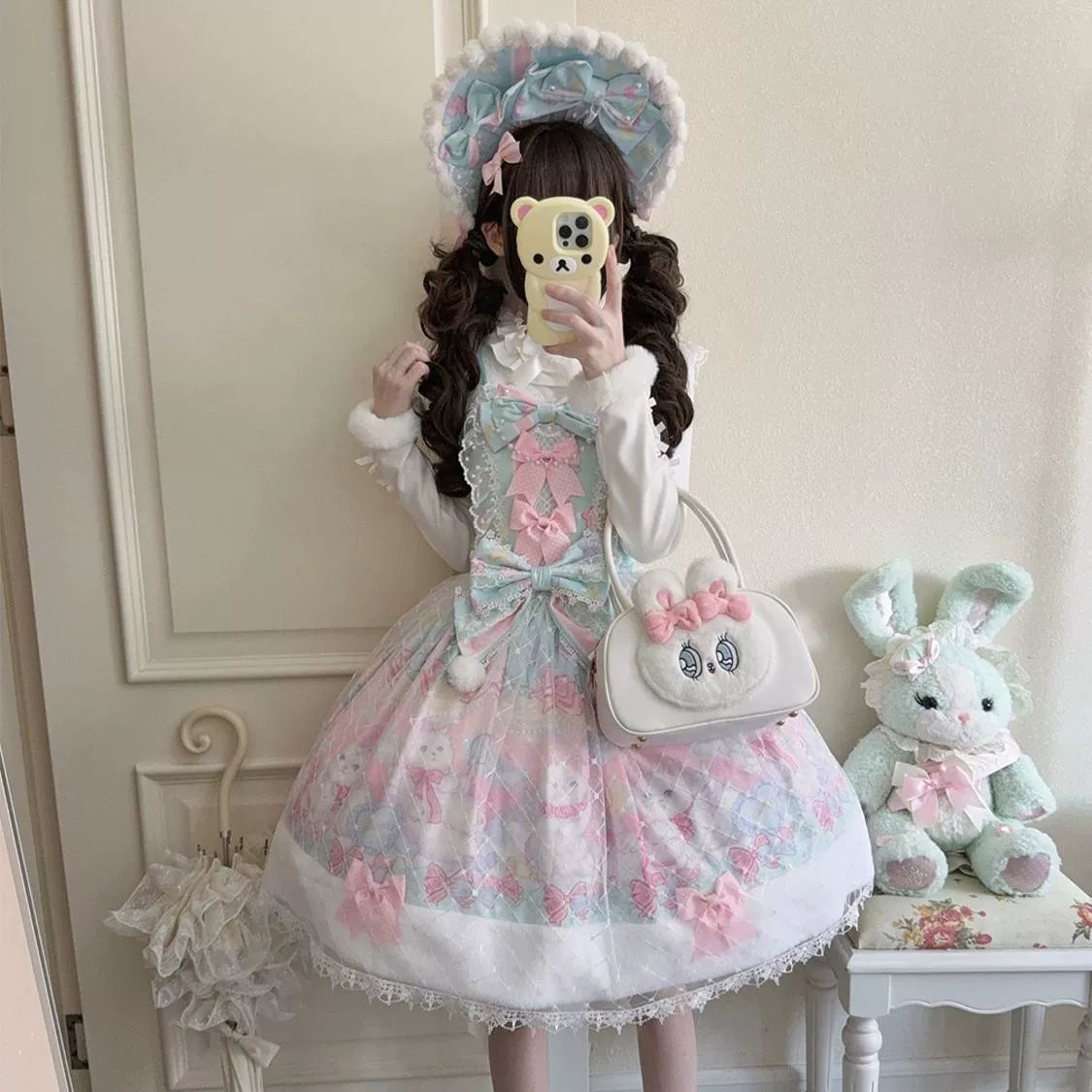 Candy Mary Cat - Fluffy Sweet Lolita JSK Dress, Kitten Print - image 14