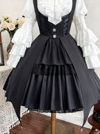 Dawn Witch - Black Gothic Lolita JSK Dress + White Blouse - image 9