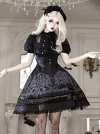 Black Lace Lily Gothic Classic Lolita OP Dress - image 5