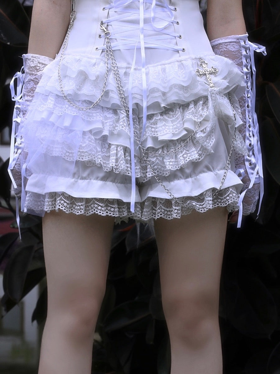 Gothic Punk Lolita Shorts and Tiered Lace Pantskirt - image 4