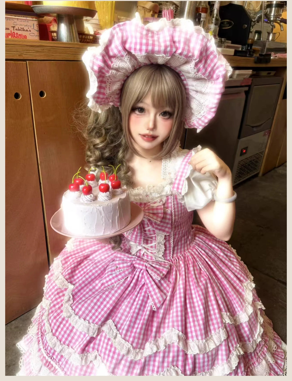 Plaid Baileys - Pink Plaid Old School Lolita JSK Dress - image 8