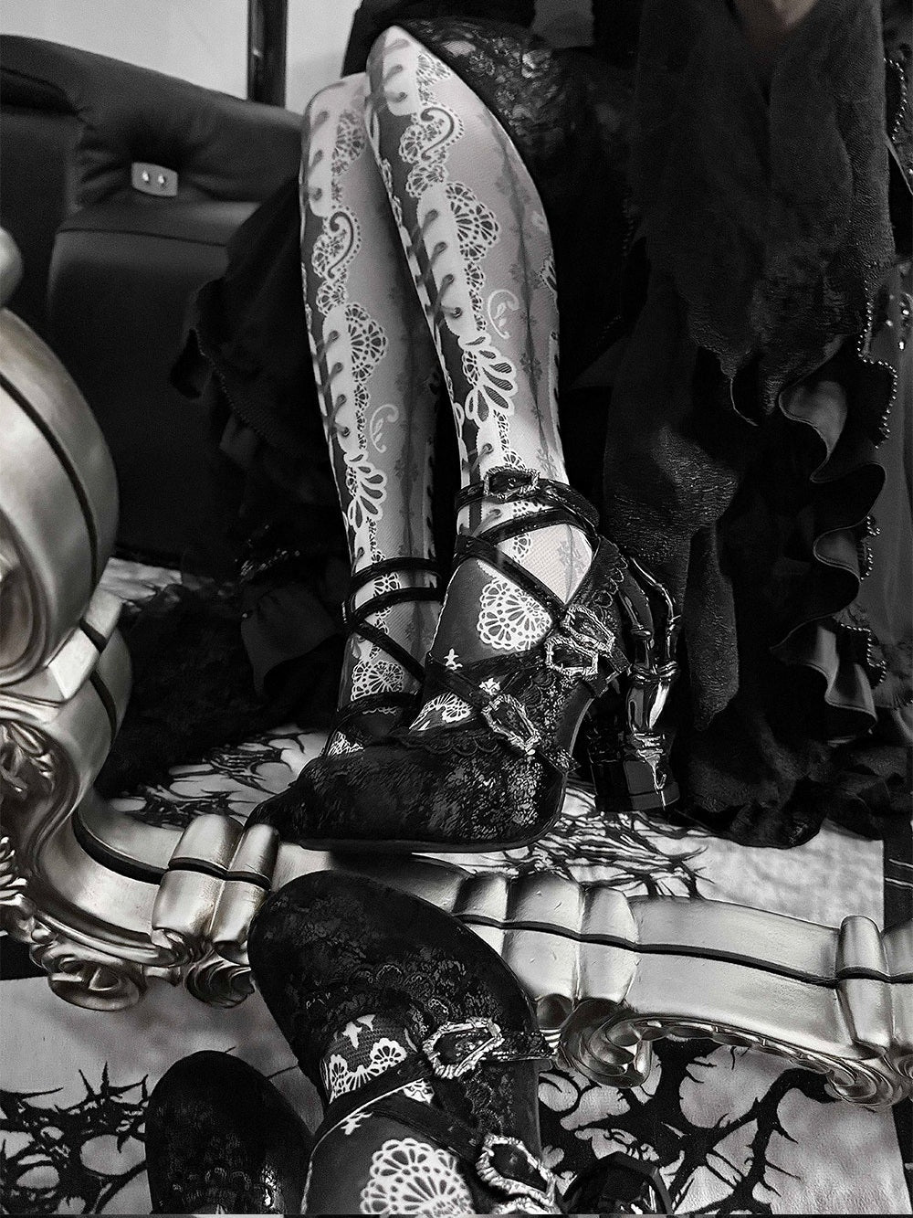 Sacred Bone Diary - Skeletal Hand Gothic Lolita Heels - image 12