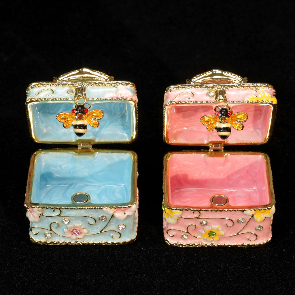 Treasure Chest Bee - Enamel Ring Jewelry Box - image 7