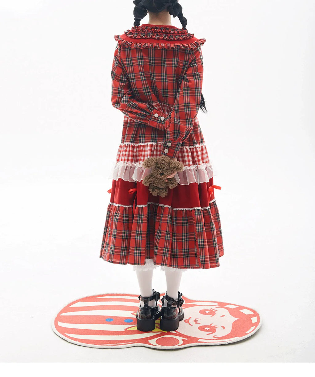 Vintage Lolita OP Dress Red Lolita Plaid Dress for Spring Summer - image 19