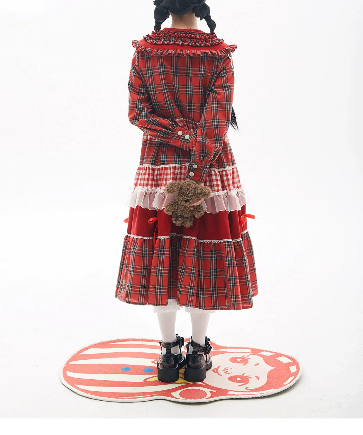 Vintage Lolita OP Dress Red Lolita Plaid Dress for Spring Summer - image 19